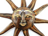 Ozdoba ścienna słońce, drewniana brązowo-złota długie promyki (Indie)