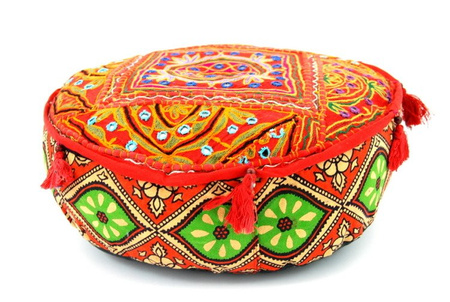 ORIENTALNY PUF (PUFA, ETNO, Z INDII, CZERWONA, 40 CM)