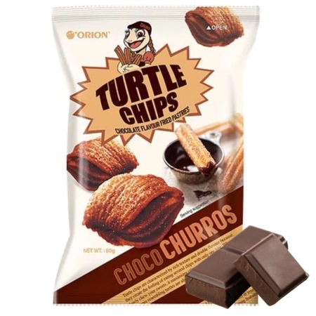 Chipsy Turtle Churros, chrupki czekoladowe Orion 80g