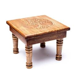 Stolik kawowy, drewniany, drzewo życia (30cm, Pakistan)