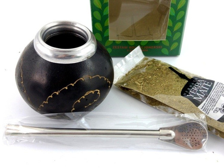 YERBA MATE ZESTAW TYKWA CALABAZA + BOMBILLA + YERBA MATE EL PAJARO MENTA BOLDO 50G