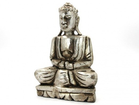 FIGURKA BUDDA (WYS. 30CM, BUDDHA, SREBRNY)