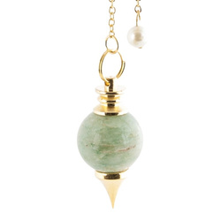 Wahadełko do radiestezji, wahadło z mosiądzu i kamienia awenturyn