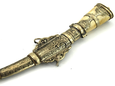 SZTYLET ARABSKI KOUMMIYA (JAMBIYA MAROKO 28 CM STAL KOŚĆ)