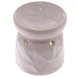 Kominek ceramiczny zapachowy, liście biały (podgrzewacz)