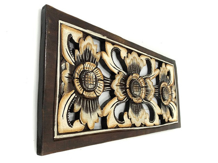 DREWNIANY DEKOR PANEL (ORIENTALNY, RZEŹBIONY, NA ŚCIANĘ, 50 x 23 CM)