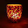 Świecznik szklany, lampion mozaikowy, kolorowy (na tealight, 10cm)
