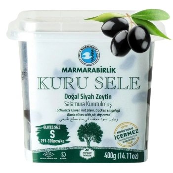Oliwki czarne suszone tureckie, Kuru Sele Marmarabirlik, typ S 400g