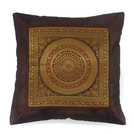 Poszewka na poduszkę orientalna dekoracja(40x40, brąz, mandala, Indie)