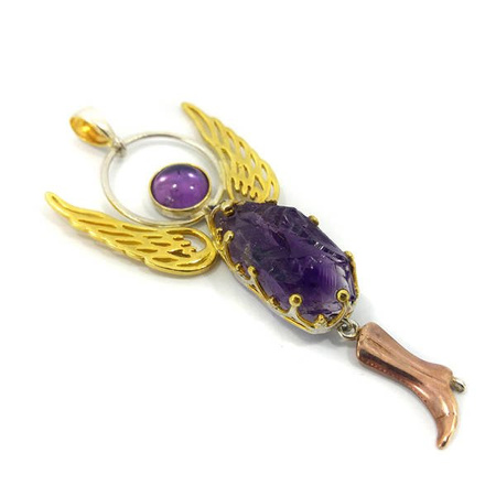 Wisior - Amulet Anioł (ametyst) Yankel Szyc