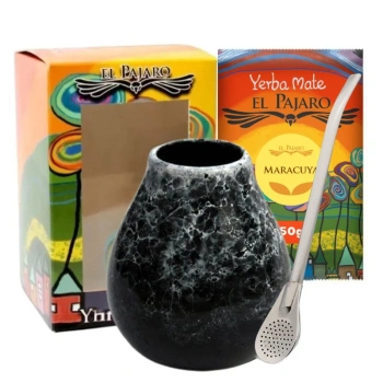 Zestaw Yerba Mate El Pajaro Marakuja 50g + Matero + Bombilla