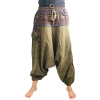 Szarawary, spodnie alladynki, haremki, zielone khaki, bawełna, Indie