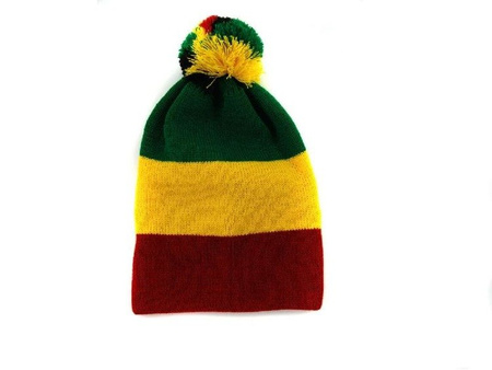 CZAPKA REGGAE RASTA KOLOROWA Z POMPONEM