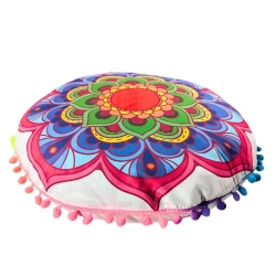 Pufa do jogi, poduszka do medytacji z łuską gryki, kolorowa mandala