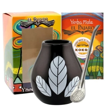 Zestaw Yerba Mate El Pajaro Kokos 50g + Matero + Bombilla