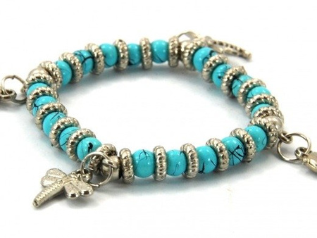 BRANSOLETA NIEBIESKA CHARMS (NA RĘKĘ, NA GUMCE)