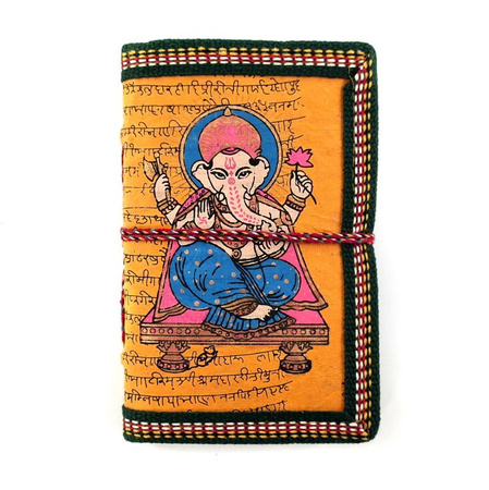 Notes malowany żółty Ganesha (notatnik, dziennik EKO 12,5cm)