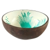 Miska z kokosa malowana, turkusowe rybki, Turcja