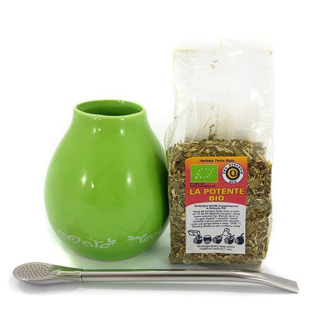 Zestaw yerba mate UN POCO La Potente Bio  (matero, bombilla) 