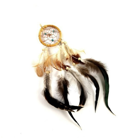 Łapacz snów ratan 20x6 (turkus,pióra,drewno)