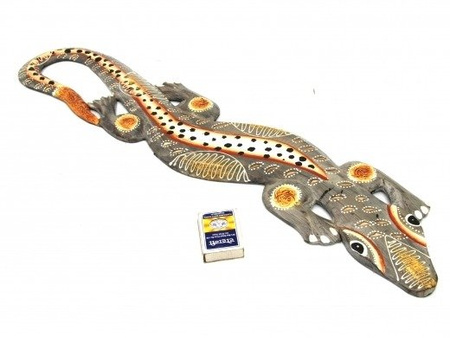 PŁASKORZEŹBA GEKON (GEKONY JASZCZUR DREWNO ORIENT, SZARA, 60 CM)