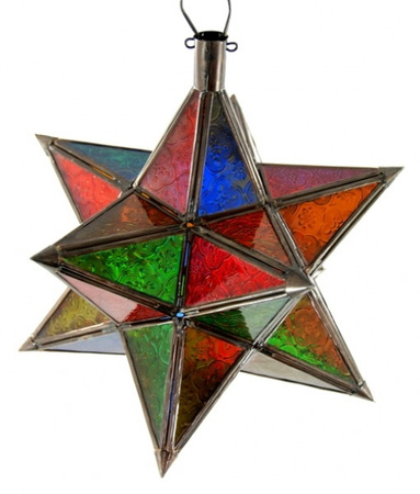 LAMPION MAROKAŃSKI - GWIAZDA (LAMPIONIK, TEALIGHT, CZERWONY, 27 CM)