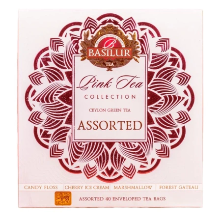 Zielona herbata Pink Tea Collection, marshmallow, wata cukrowa Basilur 40 sasz.