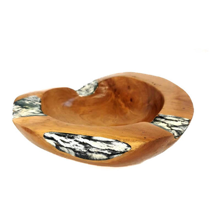 Drewniana misa, patera teak (Indonezja, średnica ok. 20 cm)