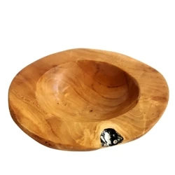 Drewniana misa, patera teak (Indonezja, średnica ok. 20 cm)