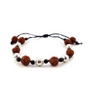 Bransoletka rudraksha, srebrne i czarnei koraliki (na sznurku)