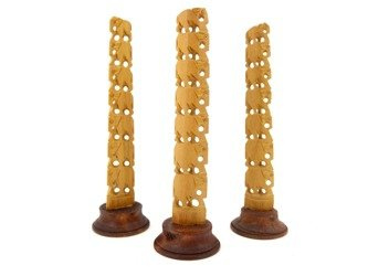 DREWNIANA FIGURKA WIEŻA SŁONI INDONEZJA (FIGURA, SŁOŃ, 14 CM)