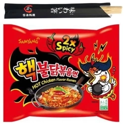Zupka Buldak 2x Spicy ramen kurczak bardzo ostra zupa pałeczki GRATIS
