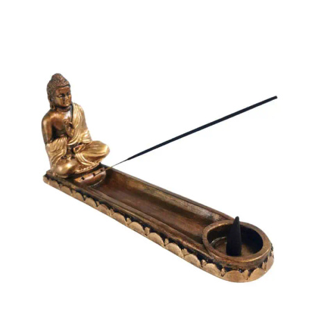 Podstawka na kadzidełka Budda złota kadzielnica, świecznik 3w1