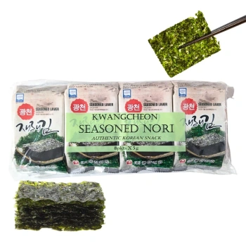 Przekąska z wodorostów nori, prażone chipsy z alg, Gwangcheon, 8 sztuk