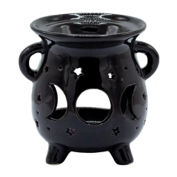 Kominek zapachowy do olejków, Fazy Księżyca, w kolorze czarnym