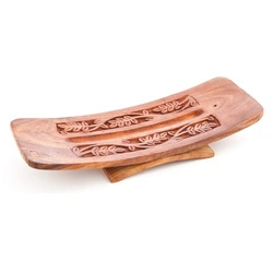 Podstawka na kadzidła drewniana, liście rzeźbiona 26cm