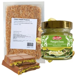 Ciasto Kadayif Kataifi i krem pistacjowy do czekolady dubajskiej