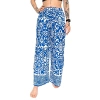Spodnie damskie z szeroką nogawką, niebieskie w etniczne wzory, M/L