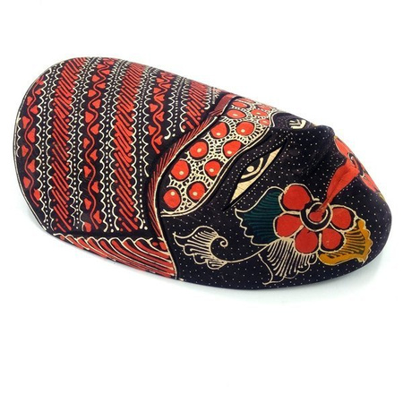 Maska granatowa w paski batik bali rękodzieło balsa 30cm
