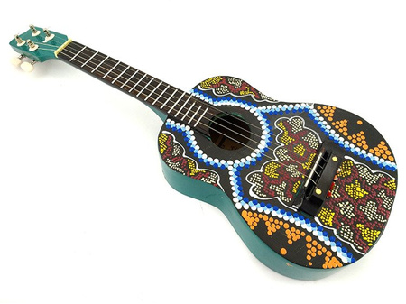 UKULELE DEKORACYJNE Z INDONEZJI (GITARA, RĘKODZIEŁO, INDONEZJA)