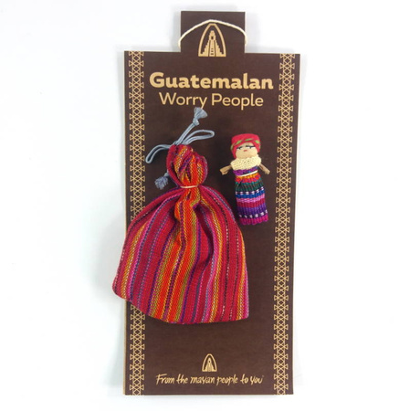 Laleczki worry dolls, zestaw 5szt (czerwony, Gwatemala, 6cm)