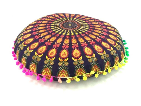 PUFA PODUSZKA DO SIEDZENIA, YOGI (MANDALA, INDIE, JOGA, ŁUSKA GRYCZANA, POMARAŃCZOWA)