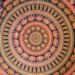 Narzuta na łóżko, mandala, słonie, granatowa kapa, zasłona, obrus 210x240 Indie