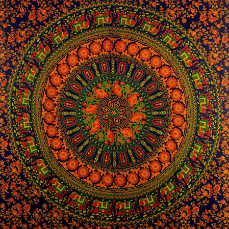 Narzuta na łóżko orientalna słonie granatowa kapa batik Indie 140x210