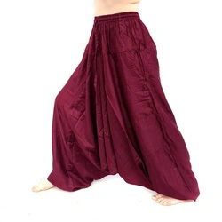 Szarawary spodnie gładkie śliwkowe przewiewne