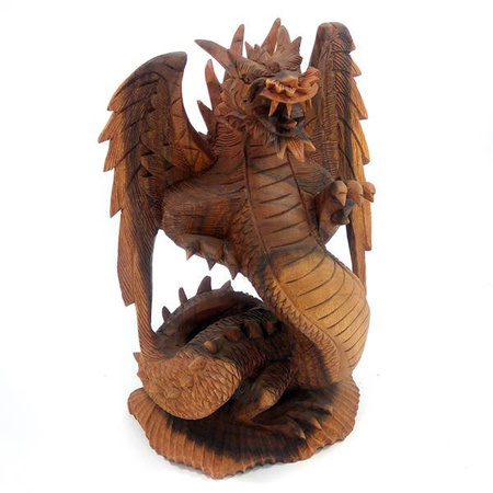 Smok drewniany drewno 40 cm azjatycka figurka Indonezja
