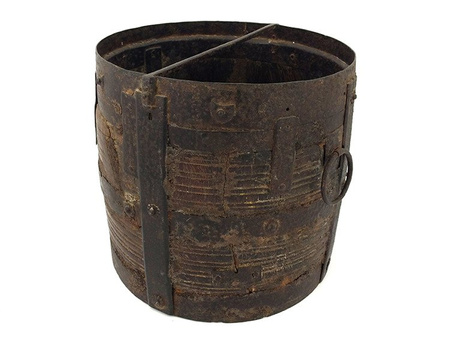 DREWNIANE WIADRO Z ELEMENTAMI METALOWYMI (ANTYK, DREWNO, METAL, WYS. 28CM)
