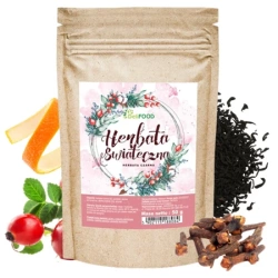 Czarna herbata liściasta, świąteczna z goździkami i skórką pomarańczy, DeliFood 50g