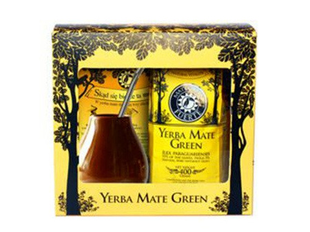YERBA MATE ZESTAW YERBA MATE GREEN FUERTE 400G, MATERO BRĄZOWE, BOMBILLA