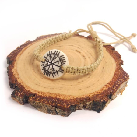 Bransoletka Vegvisir, talizman biały (nordycki, na sznurku)